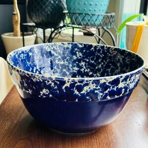 VTG LARGE Bennington Potters Blue Agate mixing serving Bowl 12” spatterware